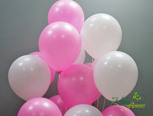 Set din baloane albi și roz (17 buc) foto